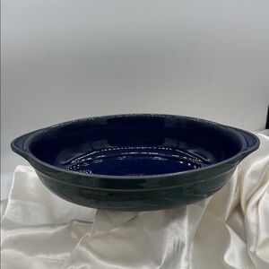 Denby Harlequin Green/Blue Ceramic Baking Dish; 8” x 12 3/4” including handles.